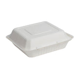 Oak PLUS 1250 ML White Compostable & Disposable Sugarcane Clamshell Containers, 300 Pack