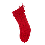 Oak PLUS 24"L Knitted Polyester Christmas Stocking w/Pom Pom Ball-Red