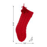 Oak PLUS 24"L Knitted Polyester Christmas Stocking w/Pom Pom Ball-Red