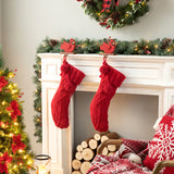 Oak PLUS 24"L Knitted Polyester Christmas Stocking w/Pom Pom Ball-Red