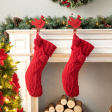 Oak PLUS 24"L Knitted Polyester Christmas Stocking w/Pom Pom Ball-Red