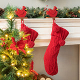 Oak PLUS 24"L Knitted Polyester Christmas Stocking w/Pom Pom Ball-Red