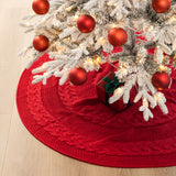 Oak PLUS 52''D Knitted Acrylic Red Christmas Tree Skirt