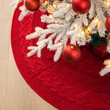 Oak PLUS 52''D Knitted Acrylic Red Christmas Tree Skirt