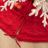 Oak PLUS 52''D Knitted Acrylic Red Christmas Tree Skirt