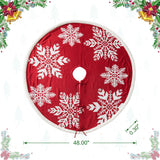 Oak PLUS 48"D Knitted Snowflake Acrylic Christmas Tree Skirt