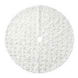 Oak PLUS 48"D White Plush with Snowflake Christmas Tree Skirt