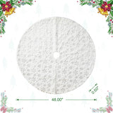 Oak PLUS 48"D White Plush with Snowflake Christmas Tree Skirt