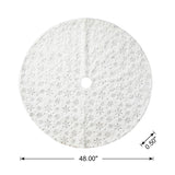 Oak PLUS 48"D White Plush with Snowflake Christmas Tree Skirt