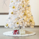 Oak PLUS 48"D White Plush with Snowflake Christmas Tree Skirt