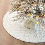 Oak PLUS 48"D White Plush with Snowflake Christmas Tree Skirt