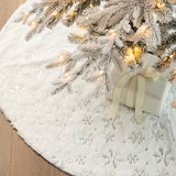 Oak PLUS 48"D White Plush with Snowflake Christmas Tree Skirt