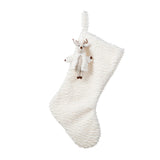 Oak PLUS 21"L White Plush Christmas Stocking with Complimentary Reindeer Ornament