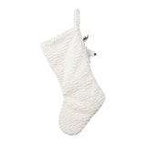 Oak PLUS 21"L White Plush Christmas Stocking with Complimentary Reindeer Ornament