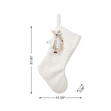 Oak PLUS 21"L White Plush Christmas Stocking with Complimentary Reindeer Ornament
