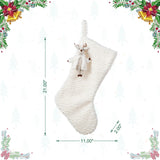 Oak PLUS 21"L White Plush Christmas Stocking with Complimentary Reindeer Ornament