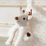 Oak PLUS 21"L White Plush Christmas Stocking with Complimentary Reindeer Ornament