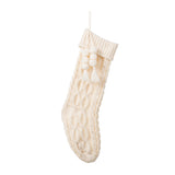 Oak PLUS 22"L White Knitted Christmas Stocking with Pompon Tassel