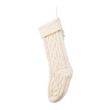 Oak PLUS 22"L White Knitted Christmas Stocking with Pompon Tassel
