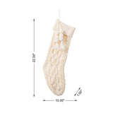 Oak PLUS 22"L White Knitted Christmas Stocking with Pompon Tassel