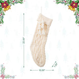 Oak PLUS 22"L White Knitted Christmas Stocking with Pompon Tassel