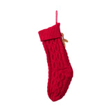 Oak PLUS 22"L Red Knitted Christmas Stocking with Complimentary Gingerbread Man Ornament