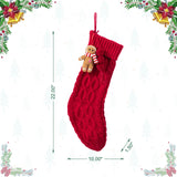 Oak PLUS 22"L Red Knitted Christmas Stocking with Complimentary Gingerbread Man Ornament