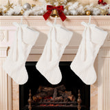 Oak PLUS 24"L White Textured Plush Christmas Stocking