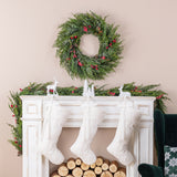 Oak PLUS 24"L White Textured Plush Christmas Stocking