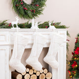 Oak PLUS 24"L White Textured Plush Christmas Stocking