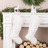 Oak PLUS 24"L White Textured Plush Christmas Stocking