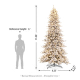 Oak PLUS 11ft Pre-Lit Flocked Full-size Fir Artificial Christmas Tree with 950 Warm White Lights