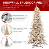 Oak PLUS 11ft Pre-Lit Flocked Full-size Fir Artificial Christmas Tree with 950 Warm White Lights