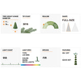 Oak PLUS 11ft Pre-Lit Flocked Full-size Fir Artificial Christmas Tree with 950 Warm White Lights