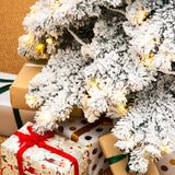 Oak PLUS 7.5ft Pre-Lit Flocked Layered Slim Spruce Artificial Christmas Tree with 350 Warm White Lights
