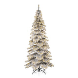 Oak PLUS 7.5ft Pre-Lit Flocked Layered Slim Spruce Artificial Christmas Tree with 350 Warm White Lights
