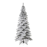 Oak PLUS 7.5ft Pre-Lit Flocked Layered Slim Spruce Artificial Christmas Tree with 350 Warm White Lights