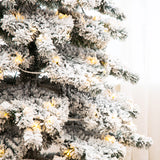 Oak PLUS 7.5ft Pre-Lit Flocked Layered Slim Spruce Artificial Christmas Tree with 350 Warm White Lights