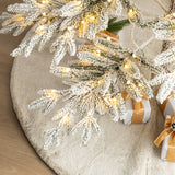 Oak PLUS 7ft Deluxe Pre-Lit Flocked Slim Fir Artificial Christmas Tree with 400 Warm White Lights