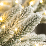 Oak PLUS 7ft Deluxe Pre-Lit Flocked Slim Fir Artificial Christmas Tree with 400 Warm White Lights