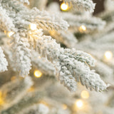 Oak PLUS 7ft Deluxe Pre-Lit Flocked Slim Fir Artificial Christmas Tree with 400 Warm White Lights