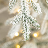 Oak PLUS 7ft Deluxe Pre-Lit Flocked Slim Fir Artificial Christmas Tree with 400 Warm White Lights