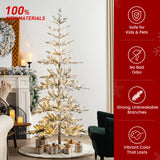 Oak PLUS 7ft Deluxe Pre-Lit Flocked Slim Fir Artificial Christmas Tree with 400 Warm White Lights