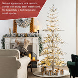 Oak PLUS 7ft Deluxe Pre-Lit Flocked Slim Fir Artificial Christmas Tree with 400 Warm White Lights