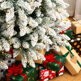 Oak PLUS 9ft Pre-Lit Flocked Pencil Fir Artificial Christmas Tree with 600 Warm White Lights