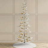 Oak PLUS 9ft Deluxe Pre-Lit Flocked Slim Fir Artificial Christmas Tree with 650 Warm White Lights