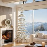Oak PLUS 9ft Deluxe Pre-Lit Flocked Slim Fir Artificial Christmas Tree with 650 Warm White Lights