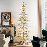 Oak PLUS 9ft Deluxe Pre-Lit Flocked Slim Fir Artificial Christmas Tree with 650 Warm White Lights