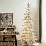 Oak PLUS 9ft Deluxe Pre-Lit Flocked Slim Fir Artificial Christmas Tree with 650 Warm White Lights