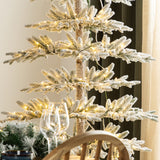 Oak PLUS 9ft Deluxe Pre-Lit Flocked Slim Fir Artificial Christmas Tree with 650 Warm White Lights